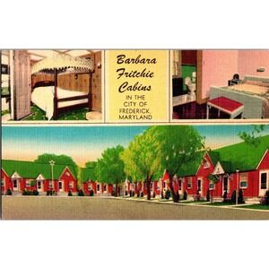 Vintage Barbara Fritchie Tourist Cabins Postcard‎ Frederick Maryland